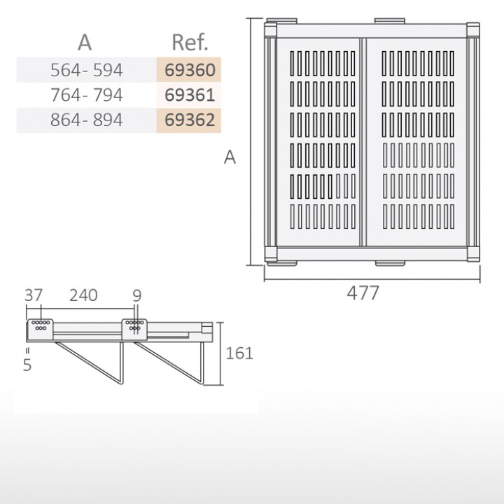 Shoe rack with frame - technical drawing