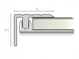 Perfil base de escalera aluminio 25mm