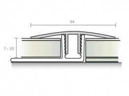 Profil de transition 34 mm - Série aluminium avec base en PVC