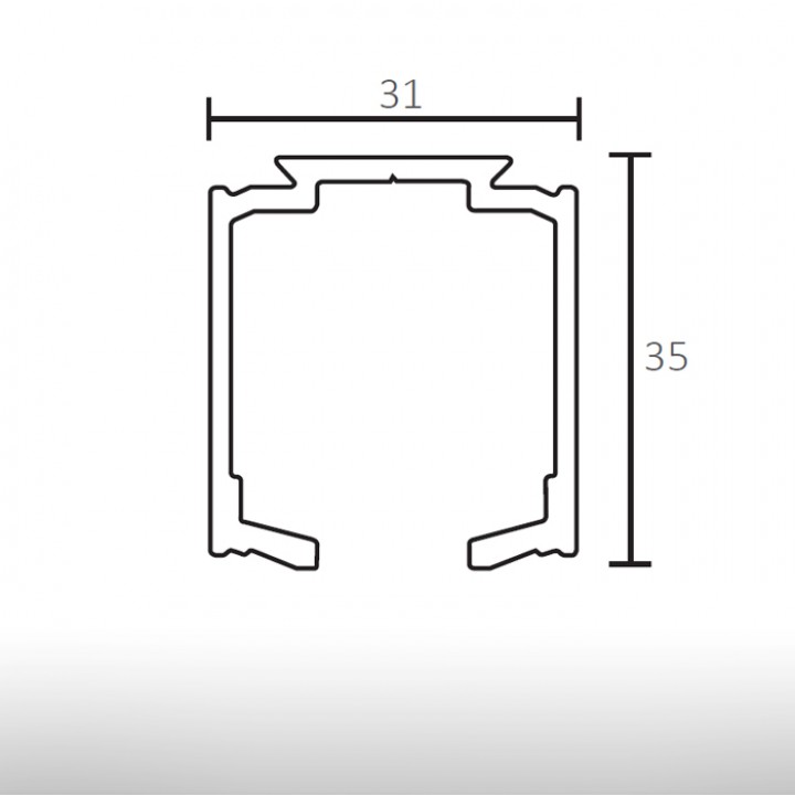 Desenho técnico - Calha de Alumínio OPENSPACE - 8B