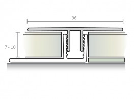 Perfil de transição 36 mm - Série alumínio c/base PVC